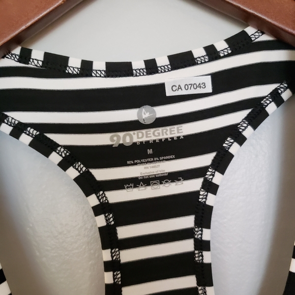 90 Degree By Reflex Black & White Striped Racer back Tank Top Size Medium - Picture 3 of 5